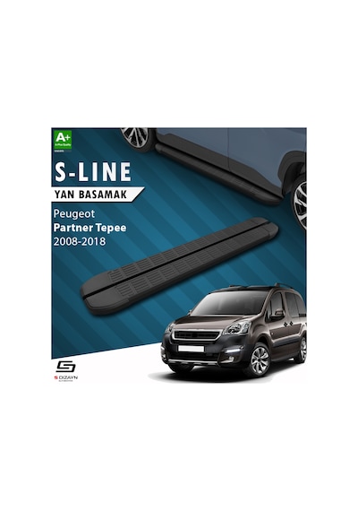 S-dizayn Peugeot Partner 2 Tepee S-line Siyah Yan Basamak 193 Cm 2008-2018 A+ Kalite