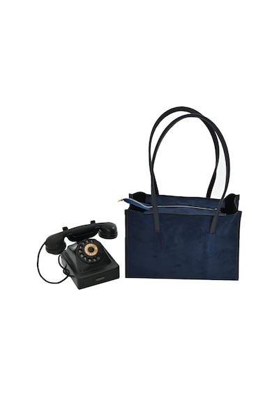 Bayan Süet Çanta Elegant Tote - Bej Lacivert