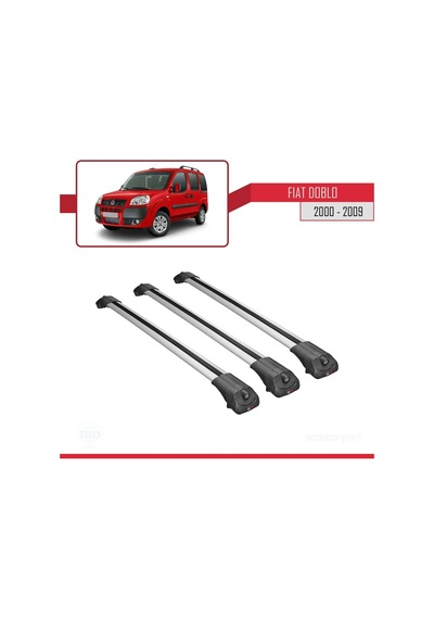 Fiat Doblo 2000-2009 Arası İle Uyumlu Ace-1 Ara Atkı Tavan Barı Gri 3 Adet Bar