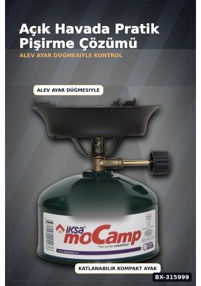 Kamp Ocağı Seti Çakmak Gazı Uyumlu 12 Cm Metal Gövde Ayarlanabilir Alev Bx-315999 Çok Renkli