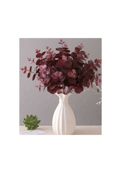 Yapay Okaliptus Demeti Dekoratif Çiçek 47 Cm Bordo Zarafet Bordo Bordo