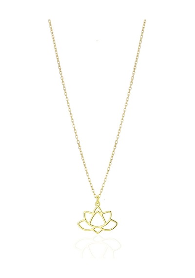 Tasarım Lotus Çiçeği 24k Altın Kaplama Gümüş Kolye Oyot319
