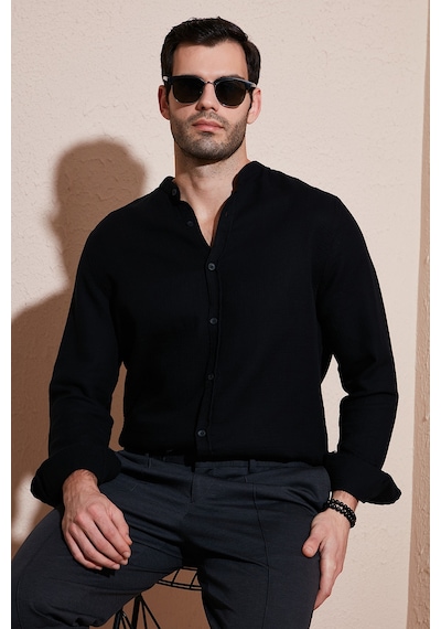 Buratti Pamuklu Regular Fit Hakim Yaka Erkek Gömlek Cf25S127702 Siyah