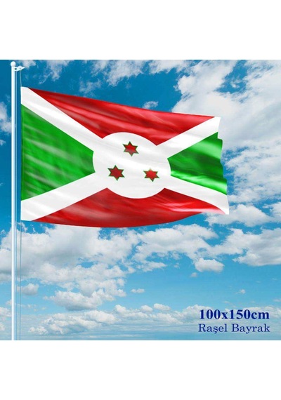 Burundi Bayrağı - 100x150 Cm 1 Metre X 1,5 Metre - Raşel Kumaş 1