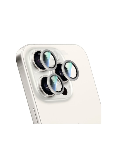 Apple Uyumlu   iPhone 16 Pro Max Caseworld Alloy Serisi Oleofobik Anti Reflective Kamera Lens Koruyucu Gümüş