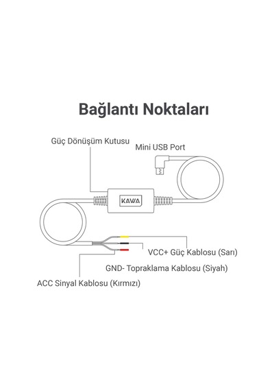 Kawa Pt01 D8 / D10 Uyumlu Mini Usb Park Modu Bağlantı Kiti Akü Sigorta Park Modunda Kayıt İçin Bağlantı Kablosu