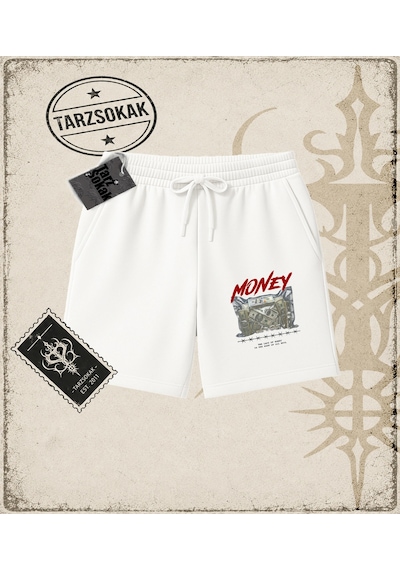 Tarzsokak Gotik & Grunge Streetwear Lack Of Money Unisex Şort Beyaz