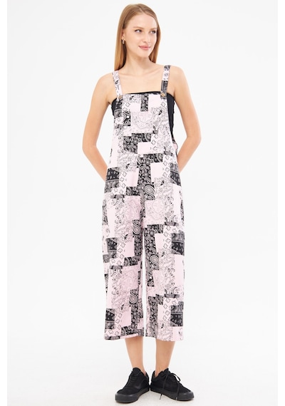 Armonika Kadın Toz Pembe Desenli Bahçivan Tulum Arm-24y001106