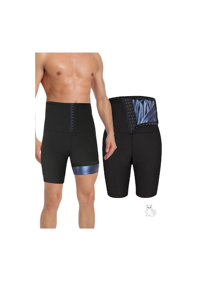 Mistirik Sauna-şort Model Alt Karın Ve Göbek Bölgesi Etkili Agraflı Spor Termal Şort Siyah