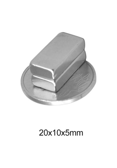 2 Adet Güçlü Dikdörtgen Neodyum Mıknatıs, 20x10x5 Mm Magnet, N35 Kalite