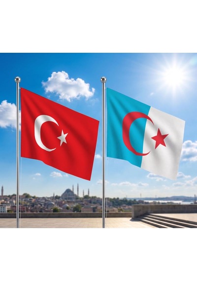 Suriye Türkmenleri Bayrağı Ve Alpaka Kumaş Türk Bayrağı 2'li Set 70x105cm Diğer