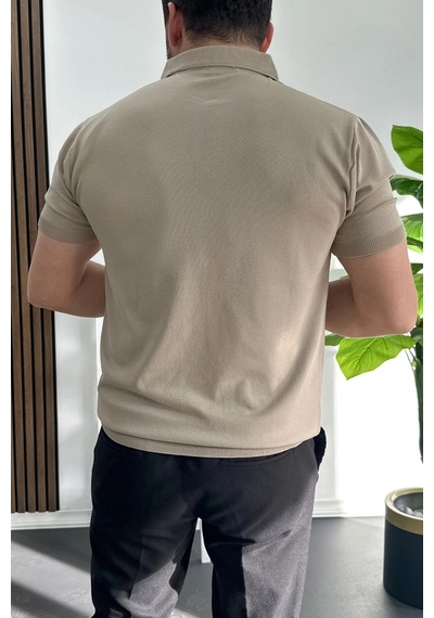 Erkek Desenli Polo Yaka Tişört Vizon Edw460 Vizon