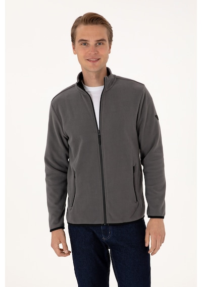 U.S. Polo Assn. Erkek Regular Fit Gri Polar Örme Hırka 50313779-VR024