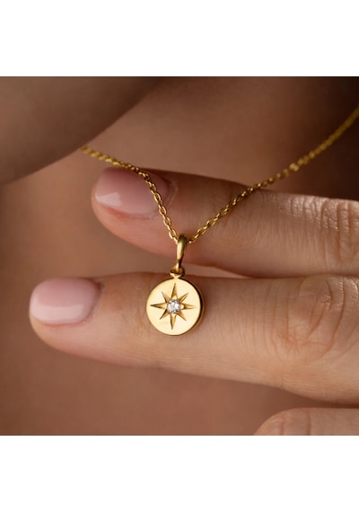 Gümüş Gold Minimal Yıldız Kadın Kolye Gümüş