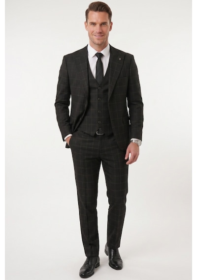 Deepsea Erkek Siyah Slim Fit 3 Lü Takım Elbise Kareli Ekose Desenli Yelekli Şık Takım 2600517 Deepsea Erkek Siyah Slim Fit 3 Lü Takım Elbise Kareli Ekose Desenli Yelekli Şık Takım 2600517