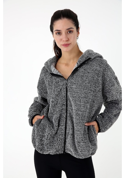 Scorp Voyage Kadın Peluş Kapüşonlu Sweatshirt Gri Standart Çok Renkli
