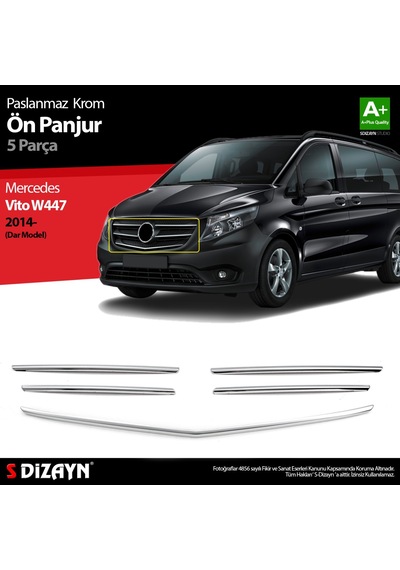 S-Dizayn  Mercedes Vito W447 Krom Ön Panjur Dar Model 5 Prç. 2014-2020