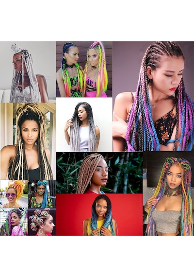 Afrika Örgüsü ve Rasta için Sentetik Ombreli Saç Açık Pembe - Koyu Pembe
