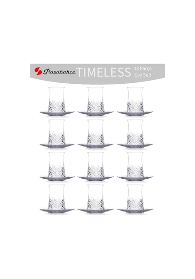 Timeless Çay Bardağı Ve Çay Tabağı Seti 12 Kişilik 24 Parça Şeffaf