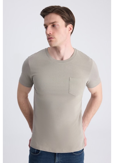 Twn Slim Fit Vizon Düz %100 Pamuklu T-shirt 4ec1400111252 V01