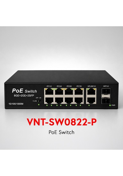 Vnt-sw0822-p 8 Port Gıga Poe 2 Port Gıga Uplink 2 Sfp Poe Swıtch 124w