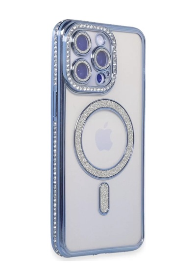 Newface Apple iPhone Uyumlu 15 Pro Max Kılıf Joke Simli Magneticsafe Kılıf - Mavi Diğer