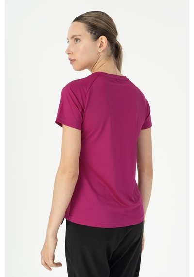 Maraton Slimfit Kadın Bisiklet Yaka Koyu Pembe- T-shirt Koyu Pembe-