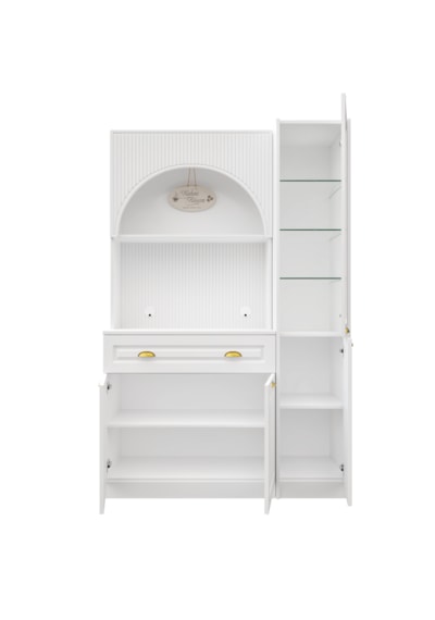 Guneystore Armoni Gold Midi Kahve Köşesi Sağ Vitrinli Komple Mdf Beyaz