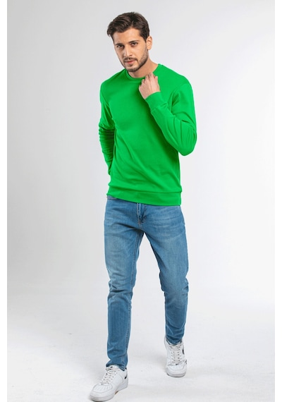 Süperlife Erkek Bisiklet Yaka Slim Fit İnce Sweatshirt Spr 20k17 B.Yeşil