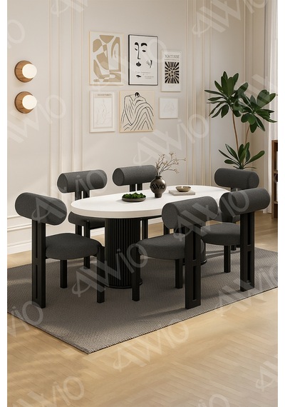 Avvio Verona Bohem Ayak 6'lı Metal Pofi Demonte Sandalye 80x160 Masa Sandalye Takımı Beyaz Masa Sandalye Siyahkumaş Antrasit Gri Avvio Verona Bohem Ayak 6'lı Metal Pofi Demonte Sandalye 80x160 Masa Sandalye Takımı Beyaz Masa Sandalye Siyahkumaş Antrasit Gri