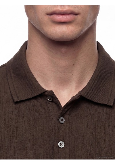 Lcwaıkıkı Classic Kahverengi Standart Fit Polo Yaka Strüktürlü Erkek Tişört