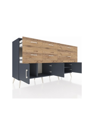 Kronos Konsol Tek Raflı 6 Çekmeceli 4 Kapaklı 176x59x99 Antrasit- Antrasit-antrasit/çam Kronos Konsol Tek Raflı 6 Çekmeceli 4 Kapaklı 176x59x99 Antrasit- Antrasit-antrasit/çam