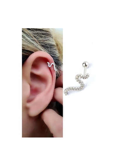 Pırlanta Parlaklığında Zirkon Taşlı 925ayar Gümüş Tragus Helix Piercing 92755391