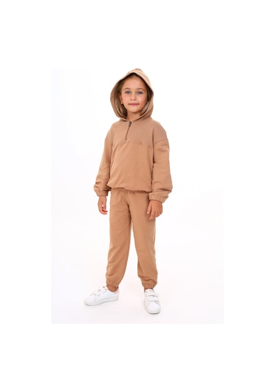 Toontoy Kids Toontoy Kız Çocuk Armalı Eşofman Takım Kahverengi