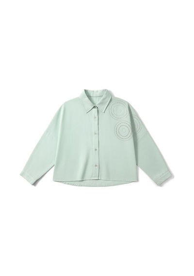 Zekids Kız Çocuk Tasarım Gömlek-17173 Mint