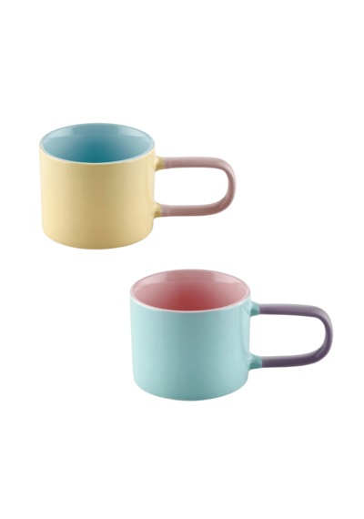 The Mia Rainbow Porselen Sarı Yeşil 2'li Kupa 270 Ml