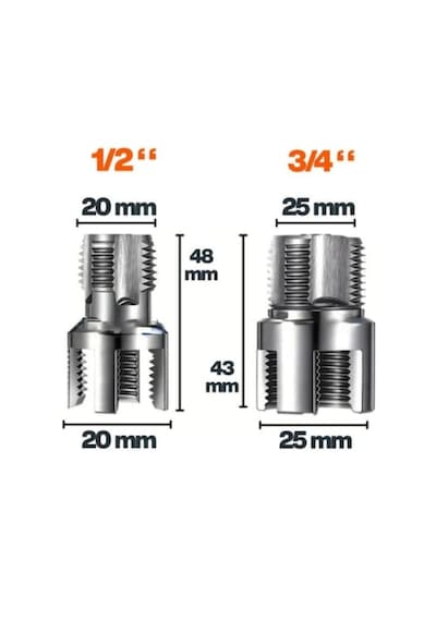 2 Li Set İç Dış Plastik Boru Diş Açma Seti 1/2 20 Mm Ve 3/4 İnç 25 Mm Borularla Uyumlu