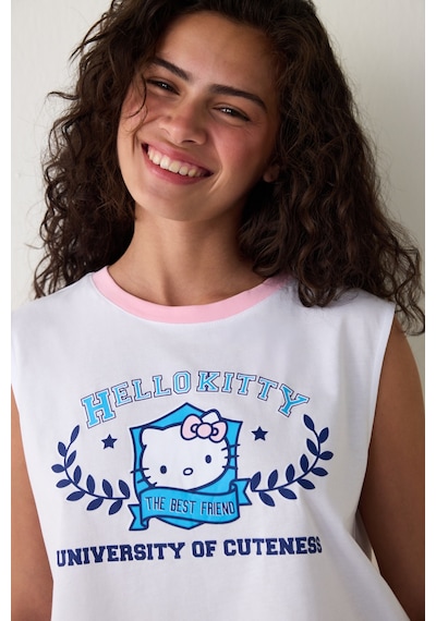 Penti Optik Beyaz Sanrio Best Friends Baskılı Pamuklu Askılı Şortlu Pijama Takımı