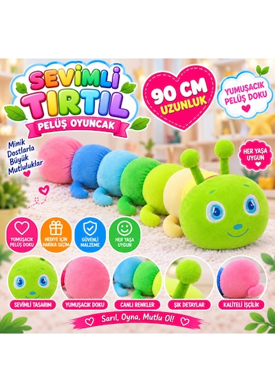 Peluş Sevimli Tırtıl 90 Cm Yeşil