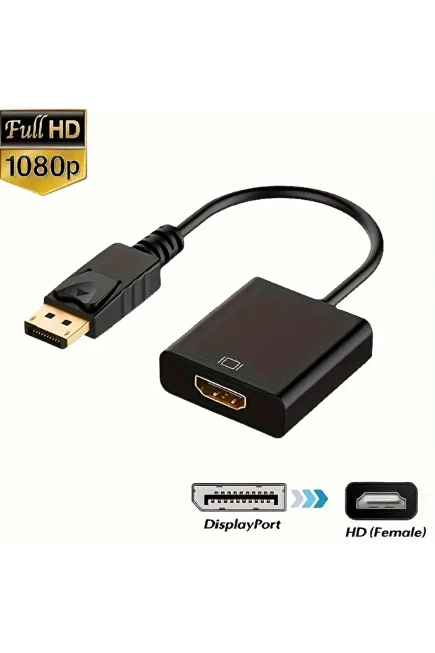 Displayport To Hdmi Kablo Display Port Çevirici Dönüştürücü Adaptör 1080p Full Hd Dönüştürücü Kalın Kasa Diğer