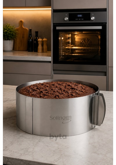 Solingen Kek Kalıbı Paslanmaz Çelik Ayarlanabilir 16-34 Cm Kilitli Sistem Fırın Ve Airfryer Uyumlu Gri