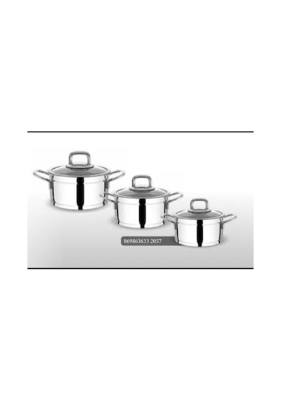 Fms Silindir 6 Parça Çelik Güveç Mini Tencere Set Metal 5008 Gri