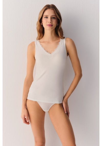 Suwen Comfy Modal Kalın Askılı Atlet Sw4028036 Ekru