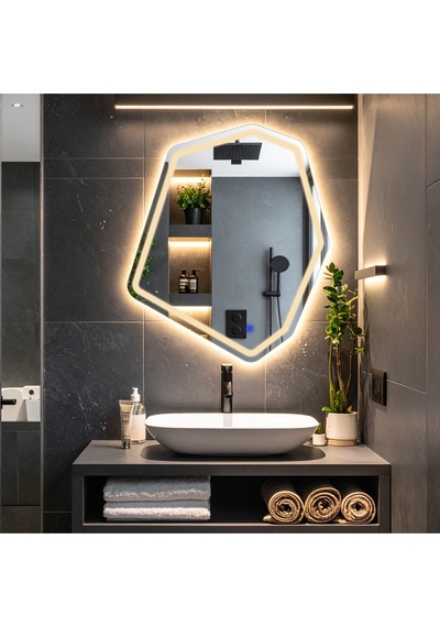 Fluxus Günışığı Lazer Kumlamalı Lavabo & Banyo Aynası Dokunmatik Sensörlü 90 X 76