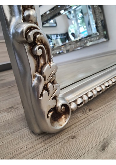 Ayna Denizi Princess Silver Model Gümüş Renk Dekoratif Ayaklı Boy Aynası Gümüş