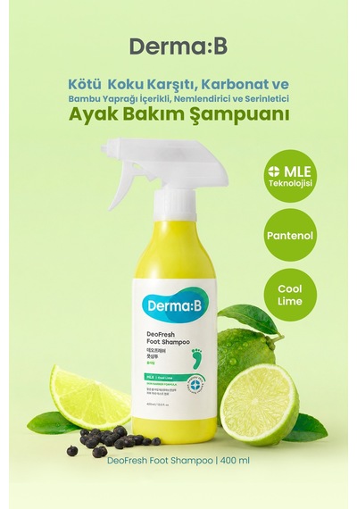 Kötü Koku Karşıtı, Nemlendirici Ve Serinletici Ayak Şampuanı Derma:b Deofresh Foot Shampoo Lime