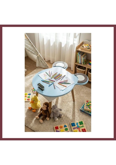 Storeşahin Happy Face Çocuk Masası Mavi Shn0720 Storeşahin Happy Face Çocuk Masası Mavi Shn0720