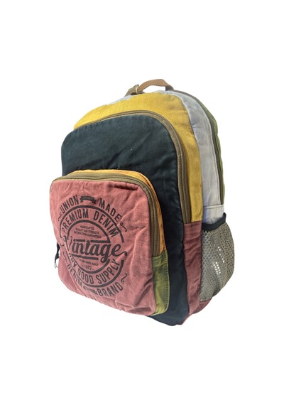 Dark Cotton Kaliteli Vintage Salaş Yıkama Kumaş Disayn Günlük Gezi Okul Sırt Çantası 30cmx40cm Pembe - Siyah