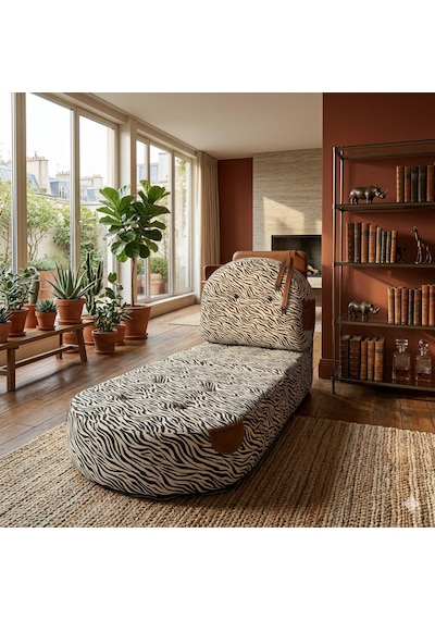 Viscolog Comfort Yeni Nesil Bohem Tekli Koltuk,legom Yataklı Katlanır Berjer,yer Yatağı, Modüler, 65x75 85cm Zebra Desen