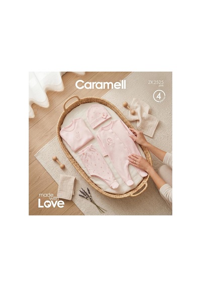 Altıntaş Baby Caramell Özel Kutusunda Love Bunny Tulumlu 4'lü Set Zk2525 Pembe Pembe